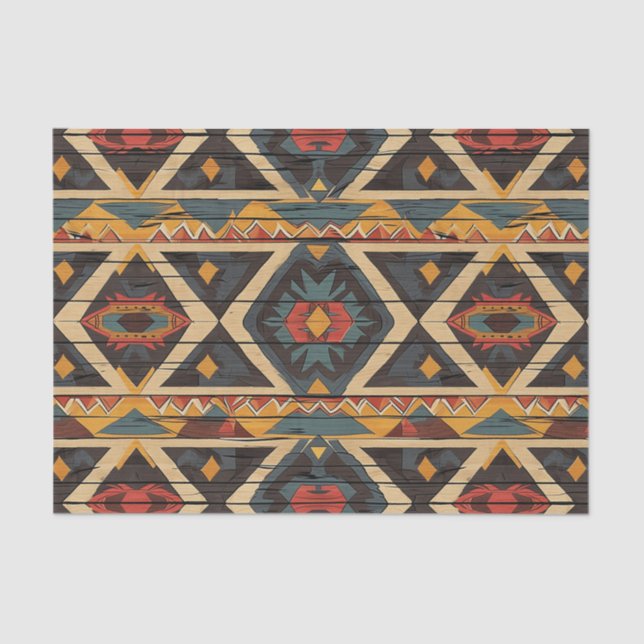 Aztec Faux wood tile pattern decoupage  Tissue Paper (Front)