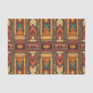 Aztec Faux wood tile pattern decoupage  Tissue Paper