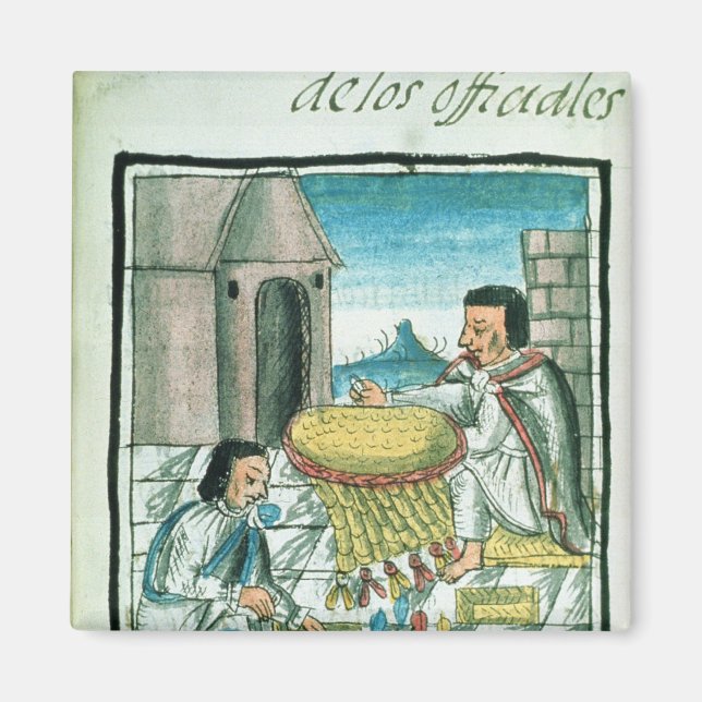 Aztec feather artisans at work magnet (Front)