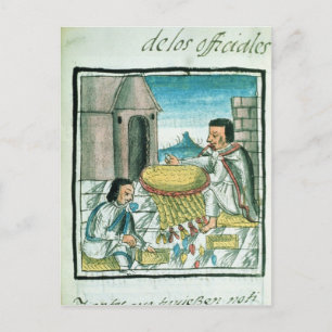 Aztec feather artisans at work postcard