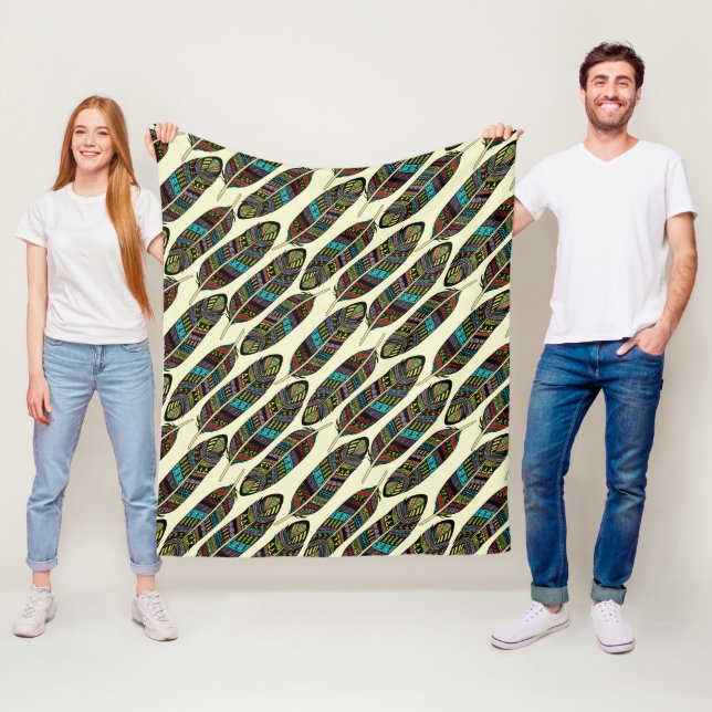Aztec Feathers Pattern fleece blankets (In Situ)