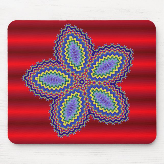 Aztec Flower w/Vibrant Red Background Mouse Pad (Front)