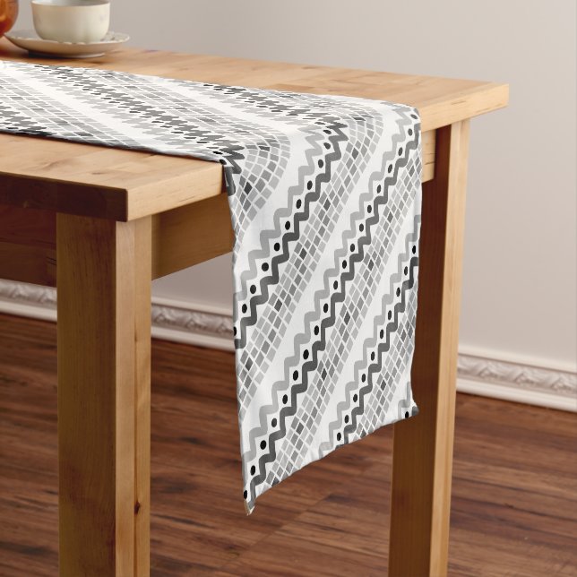 Aztec Geometric Abstract Pattern Short Table Runner (In Situ)