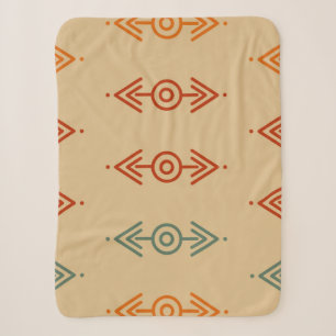 Aztec Geometric Blue And Orange Tribal Southwester Sherpa Blanket