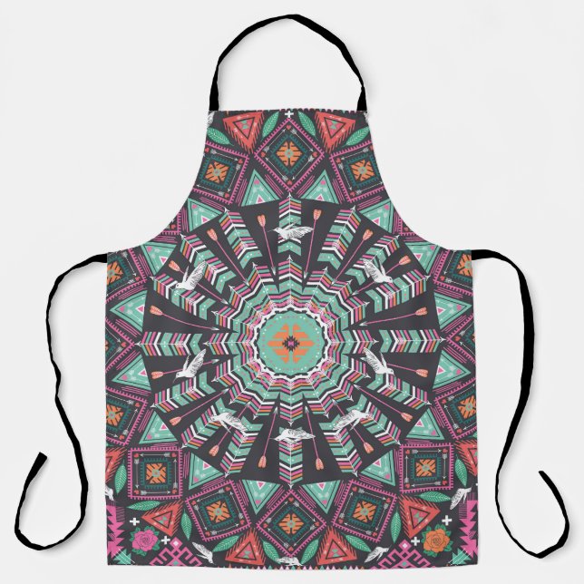 Aztec Geometric: Colourful Circle Pattern Apron (Front)
