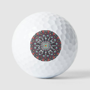 Aztec Geometric: Colourful Circle Pattern Golf Balls