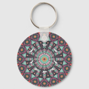 Aztec Geometric: Colourful Circle Pattern Key Ring