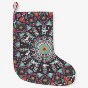 Aztec Geometric: Colourful Circle Pattern Small Christmas Stocking
