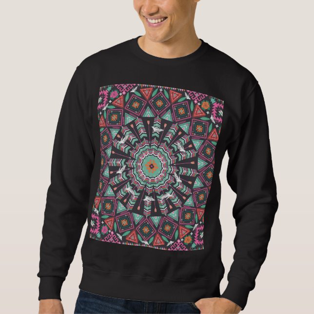 Aztec Geometric: Colourful Circle Pattern Sweatshirt (Front)