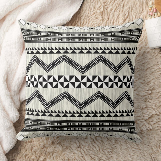 Aztec Geometric Grey Abstract Pattern Cushion (Blanket)