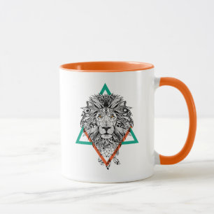 Aztec Geometric Lion Portrait Mug