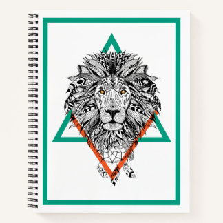 Aztec Geometric Lion Portrait Notebook