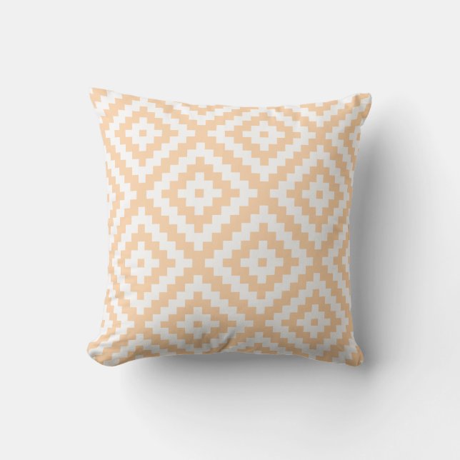 Aztec Geometric Pastel Orange Cushion (Front)