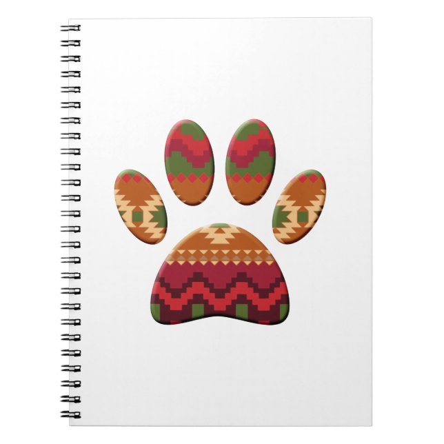Aztec Geometric Pattern Art Dog Paw Print Notebook (Front)