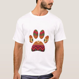Aztec Geometric Pattern Art Dog Paw Print T-Shirt