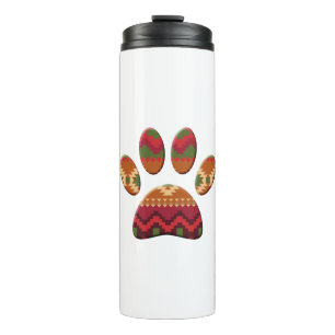 Aztec Geometric Pattern Art Dog Paw Print Thermal Tumbler