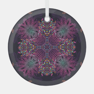 Aztec geometric, vintage seamless pattern. glass tree decoration