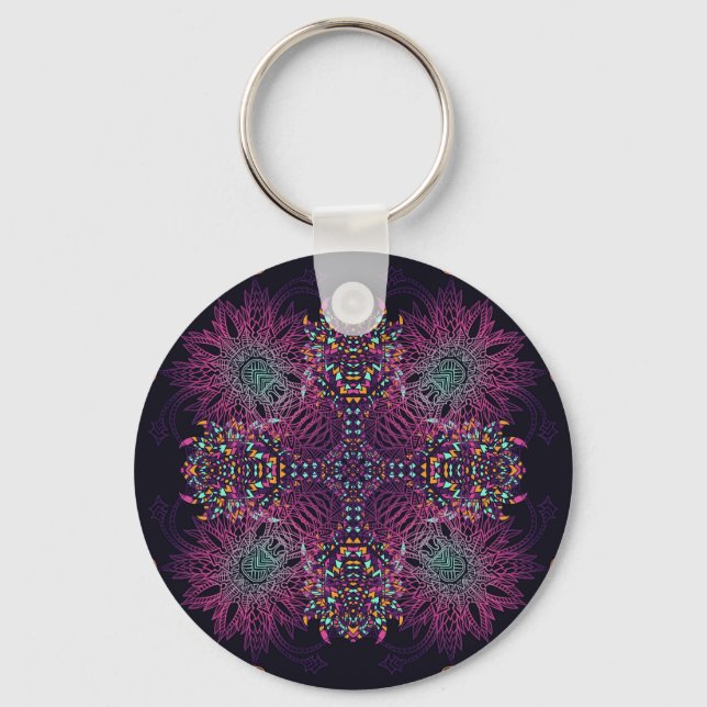 Aztec geometric, vintage seamless pattern. key ring (Front)