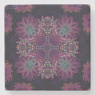 Aztec geometric, vintage seamless pattern. stone coaster