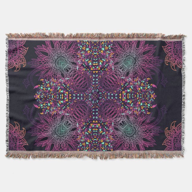 Aztec geometric, vintage seamless pattern. throw blanket (Front)