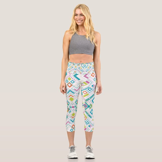Aztec geometrical pattern capri leggings (Front)