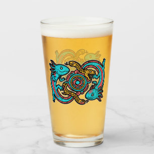Aztec God Xolotl Fighting Jaguar Battle Tribal Art Glass