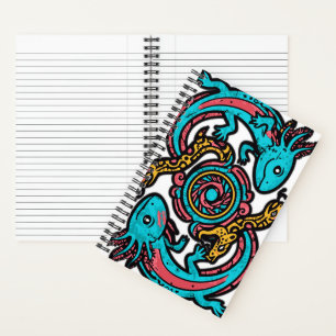 Aztec God Xolotl Fighting Jaguar Battle Tribal Art Notebook