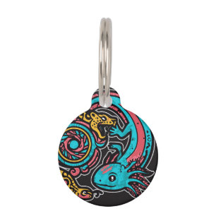 Aztec God Xolotl Fighting Jaguar Battle Tribal Art Pet Tag