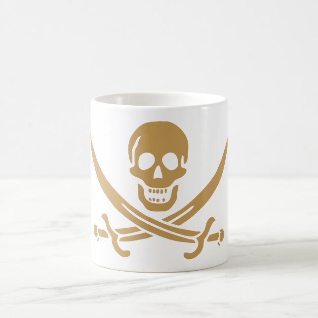 Aztec Gold Skull & Cutlass Pirate Calico Jack Coffee Mug (Center)