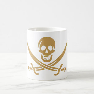 Aztec Gold Skull & Cutlass Pirate Calico Jack Coffee Mug