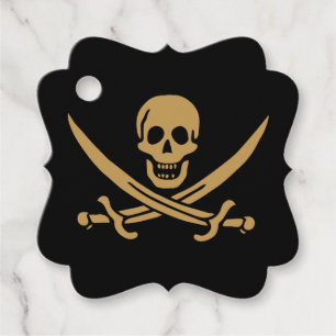 Aztec Gold Skull & Cutlass Pirate Calico Jack Favour Tags