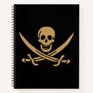 Aztec Gold Skull & Cutlass Pirate Calico Jack Notebook