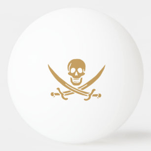 Aztec Gold Skull & Cutlass Pirate Calico Jack Ping Pong Ball
