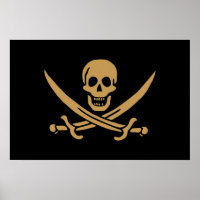 Aztec Gold Skull & Cutlass Pirate Calico Jack