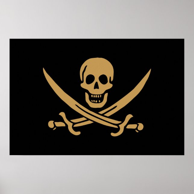 Aztec Gold Skull & Cutlass Pirate Calico Jack Poster (Front)