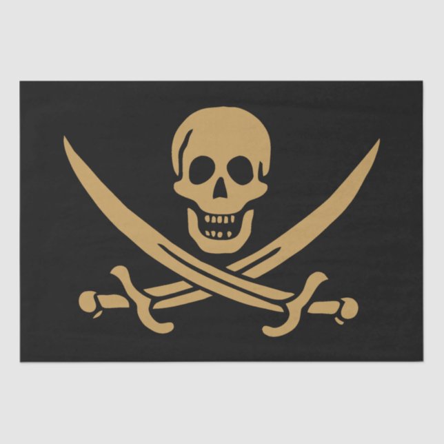 Aztec Gold Skull & Cutlass Pirate Calico Jack Tissue Paper (Front)