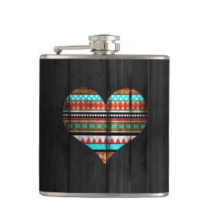 Aztec heart hip flask