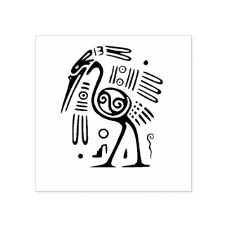 Aztec Heron Waterbird Art Rubber Stamp