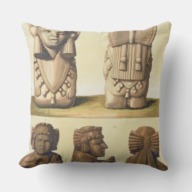 Aztec Idols, Mexico (colour lithograph) Cushion (Front)