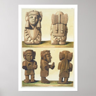 Aztec Idols, Mexico (colour lithograph) Poster