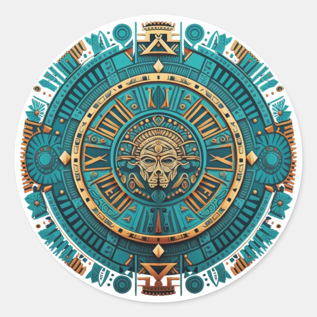 Aztec, Inca and Maya Ancient Symbol Classic Round Sticker (Front)