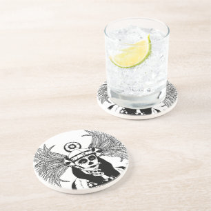 Aztec Indian Day Of The Dead Skeleton man art Coaster