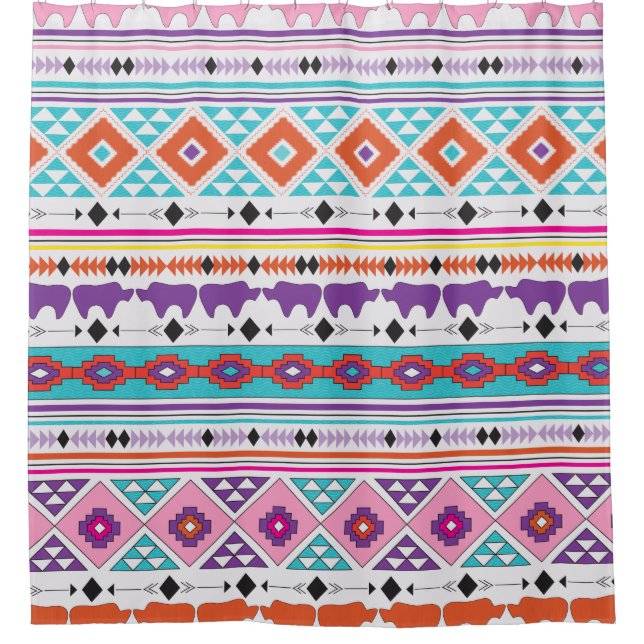 Aztec Indian Native Tribal pattern Shower Curtain (Front)