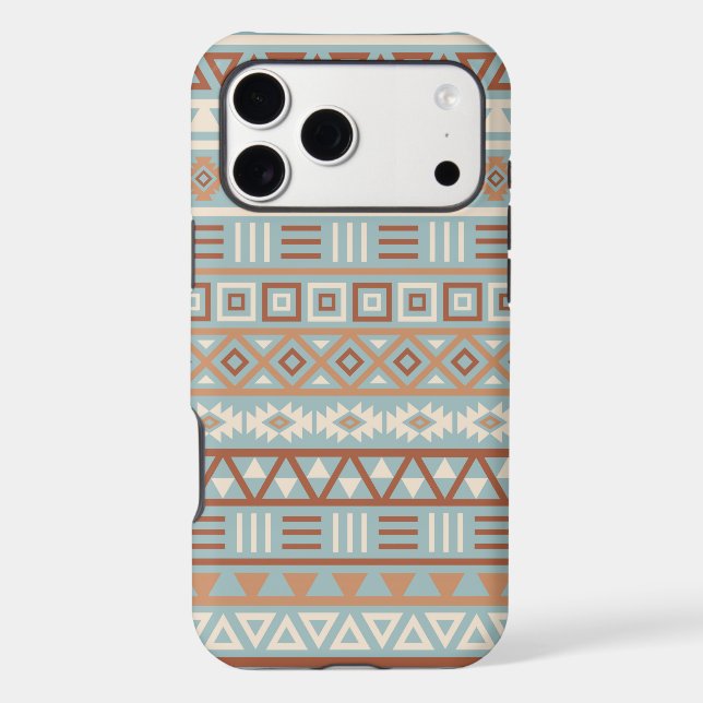 Aztec Influence Pattern Blue Cream Terracottas (Back)