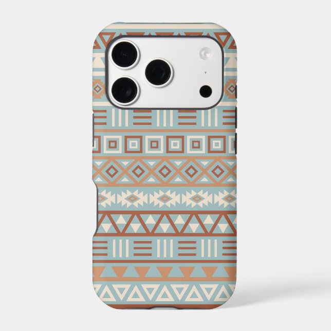Aztec Influence Pattern Blue Cream Terracottas (Back)