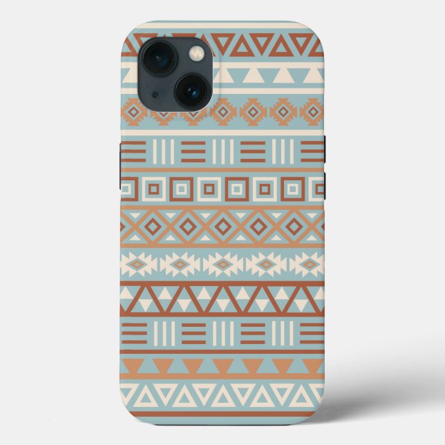 Aztec Influence Pattern Blue Cream Terracottas Case-Mate iPhone Case (Back)