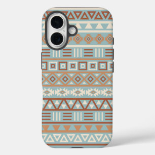 Aztec Influence Pattern Blue Cream Terracottas iPhone 16 Case
