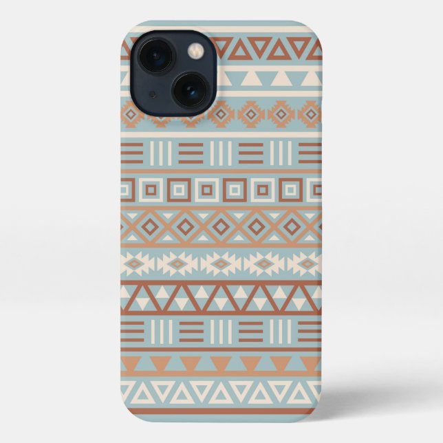 Aztec Influence Pattern Blue Cream Terracottas iPhone Case (Back)