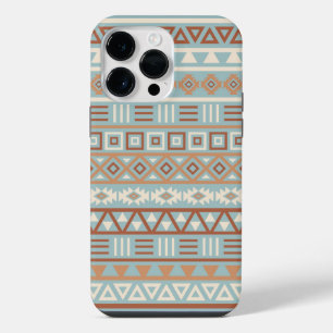 Aztec Influence Pattern Blue Cream Terracottas iPhone 14 Pro Max Case