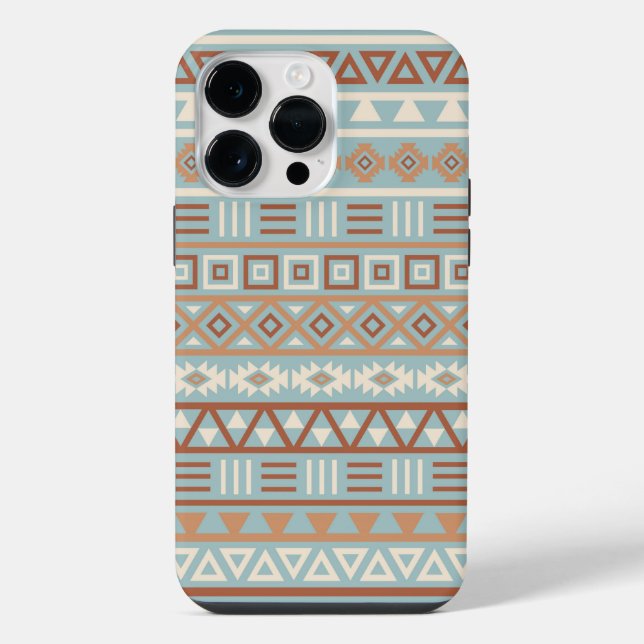 Aztec Influence Pattern Blue Cream Terracottas iPhone Case (Back)